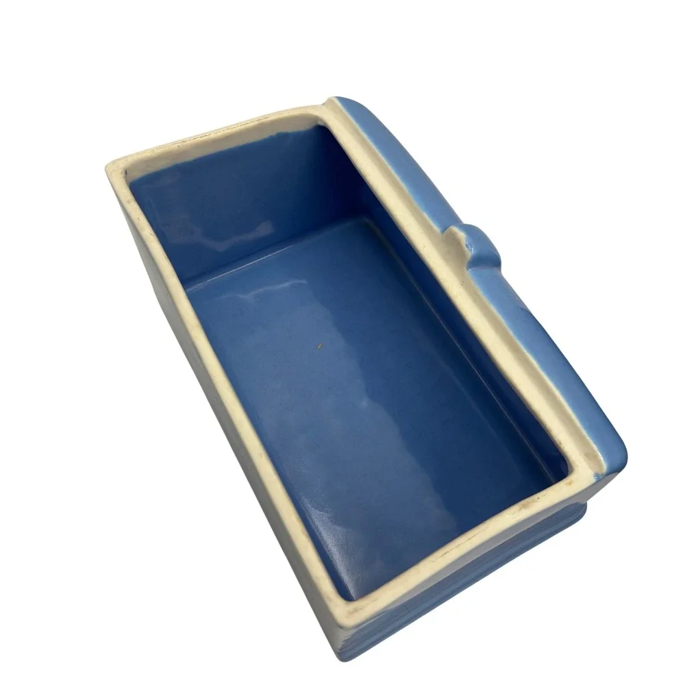 Vintage Hall China Coldspot Blue White Vitrified Refrigerator Dishes Set of 2